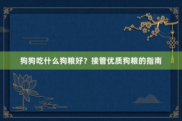狗狗吃什么狗粮好？接管优质狗粮的指南