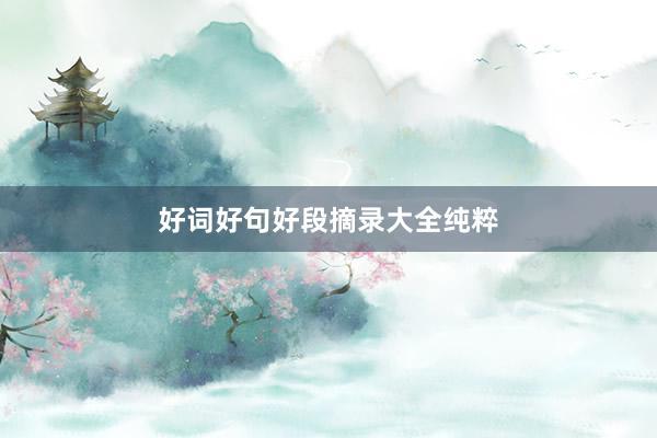 好词好句好段摘录大全纯粹
